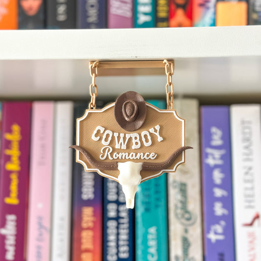 Letrero Cowboy Romance para Librero – Decoración Bookish Vaquera